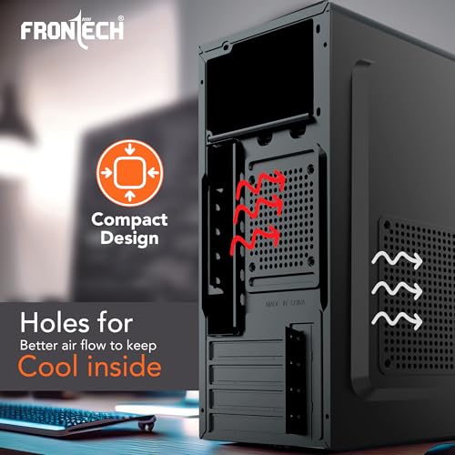 Image of FRONTECH Fiera Silver Computer Cabinet | Home & Office Use | Silver Range | Efficient Airflow Design | Front USB & Audio Ports | Top-Mounted SMPS | ATX /Micro-ATX Motherboard Support (FT-4280)