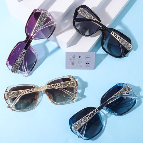 Image of DragonflyDreams Women Large Sunglasses, UV 400 Glasses | Oversized Classic Trend Ladies Sunglasses Sparkling Large Frame