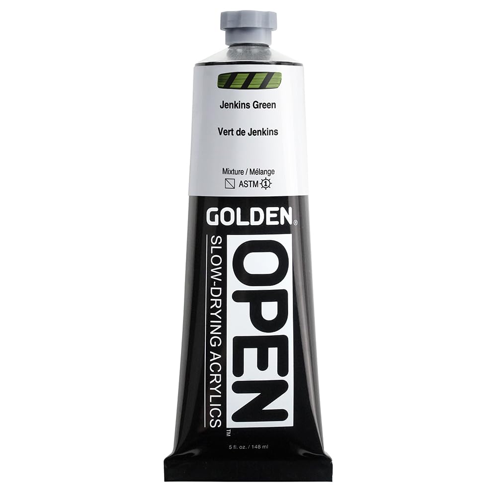 GOLDEN OPEN Slow-Drying Acrylics, Jenkins Green, 5 fl. oz. Tube Jenkins Green 5 Fl Oz (Pack of 1)