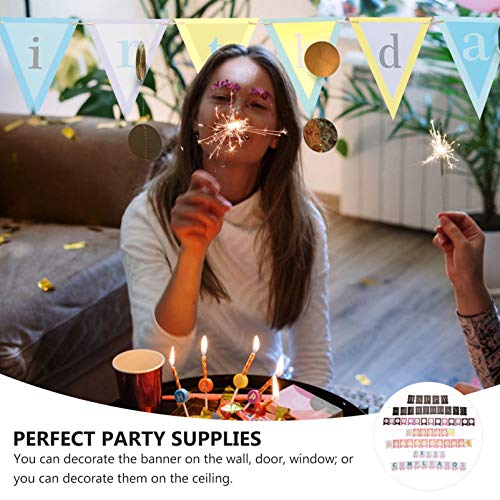 Amosfun 7 Unidades Coloridas de Feliz AniversÃ¡rio Banner de Parede de AniversÃ¡rio Pendurado Decrem
