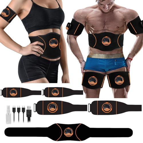 EMS Bauchmuskeltrainer, Bauchmuskeltrainer Elektrisch mit 10 Modi & 30 Stufen USB-Wiederaufladbarer Tragbarer Elektrostimulation für Bauch,Arm,Bein,Hüften-Fitness