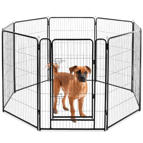 Image of NEWBULIG Dog Playpen Indoor 8 Panels 40 Inch, Metal Outdoor Dog Fence Pen | Heavy Duty Metal Exercise Pen, Foldable Portable, RV Camping, Yard Garden, Small Medium Large Dogs Pet Pen