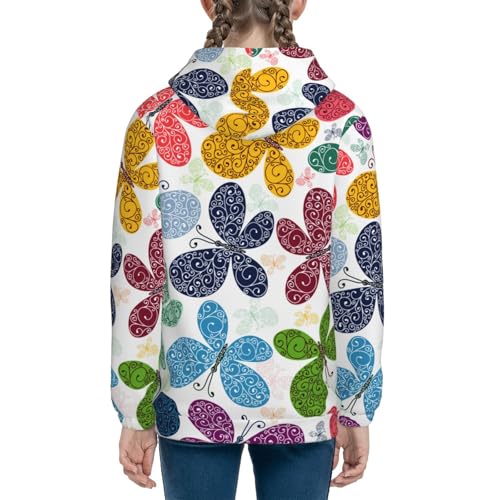 Colorful Butterflies Kids Pullover Hoodies Boys Sweatshirts Girls Athletic Clothes with Pocket4
