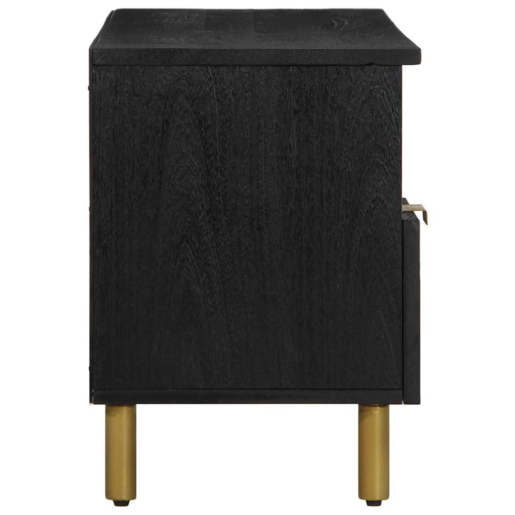 Szafka pod telewizor 100 x 33 x 46 cm drewno obrabiane czarne z miejscem do