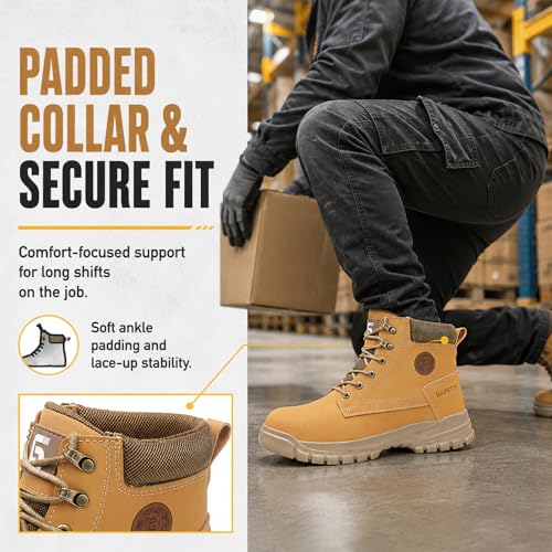 Image of Steel Toe Boots for Men Puncture Resistant Work Utility Safety Shoes