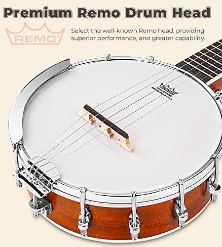 Image of Vangoa 5 String Banjo 26 Inch, MINI Travel Banjo Beginner Kit with Remo Head, Open Back & Closed Solid Back with beginner Kit, Comfortable Carrying Bag