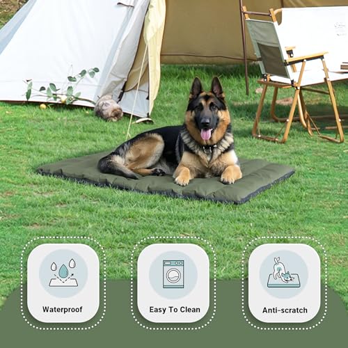 WESTERN HOME WH Hundedecke für Unterwegs Hundedecke Wasserdicht Tragbar Hundematte Outdoor Komfort und Weiches Reisedecke Hund Wasserdicht Camping Hundebett, 110x68 cm (Olive Drab)