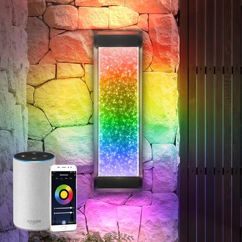 Image of ASD LED 18 inch Bubble Glass Wall Light Fixture, Outdoor & Indoor Seeded Sconce | RGBW, Smart, Up-Down Glow, Waterproof, ETL Listed | 22W 450LM 3000-5000K 100-277V | Exterior Porch Lighting | Black