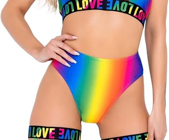 AS Roma Women's Roma's Pride Collection Rainbow High Waisted Bottom for Rave/Festival