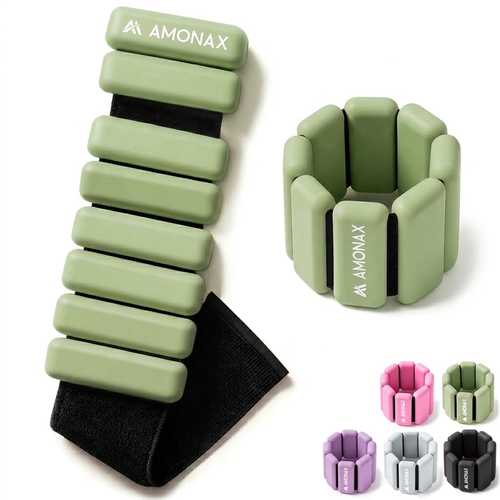 Amonax Adjustable Ankle and Wrist Weights Set, Fitness Leg Weights for Women Men, 1lb/2lb Pair for Strength Training, Pilates Weights Running Swimming Weights, Hand Arm Weights for Yoga, Dance