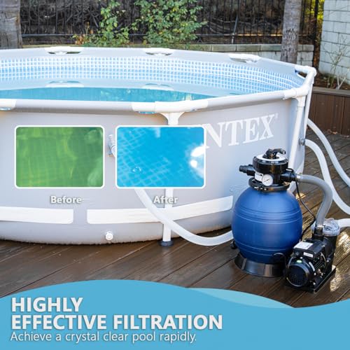 Image of XtremepowerUS 13 inch Sand Filter Pump System for Above Ground Swimming Pool Self-Priming Pool Pump Multi-Port Valve, Strainer Basket 2,400 GPH, Up to 10,000 Gallons w /Adapter Set