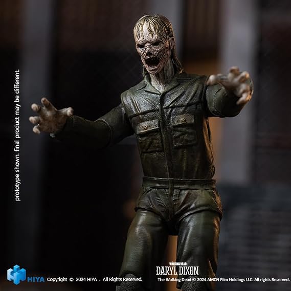 HIYA Action Figures - 1/18 EMW0167 Exquisite Mini Series Daryl Dixon Black-Eyed Zombie - 4.1,Walking Dead for Ornament,Halloween Decor Birthday Gift,Highly Posable Model Ages 15+
