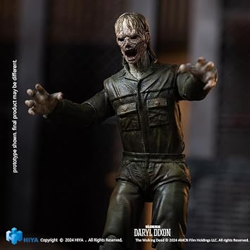 HIYA Action Figures - 1/18 EMW0167 Exquisite Mini Series Daryl Dixon Black-Eyed Zombie - 4.1,Walking Dead for Ornament,Halloween Decor Birthday Gift,Highly Posable Model Ages 15+