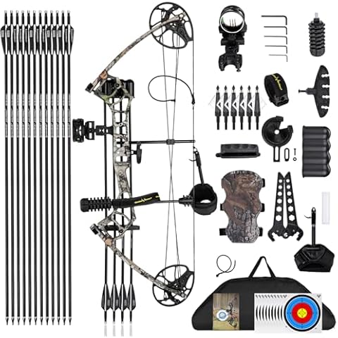 PANDARUS Archery Ready to Hunt Compound Bow Package for Adults and Teens,25"-31" Draw Length,0-70 Lbs Adjustable,up to 320 fps,Made in USA,Lightweight Design,2025 New(Camo Right Handed Pro) Cover