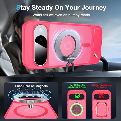 Image of for Google Pixel 10 Case /Pixel 10 Pro Case with MagSafe[Invisible Kickstand][Charge While Standing][Military Shockproof] Translucent Matte Soft Silicone Bumper Pixel 10 /10 Pro Phone Case,Rose