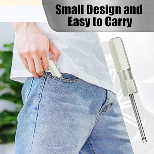 Image of 1 PC Car Tire Valve Core Screwdriver, Valve Stem Disassembly Tool Rod Puller, Metal Adjustable Valve Wrench Bottom Adsorbable, Universal for Cars Tire Repair and Disassembly Tool (Silver)