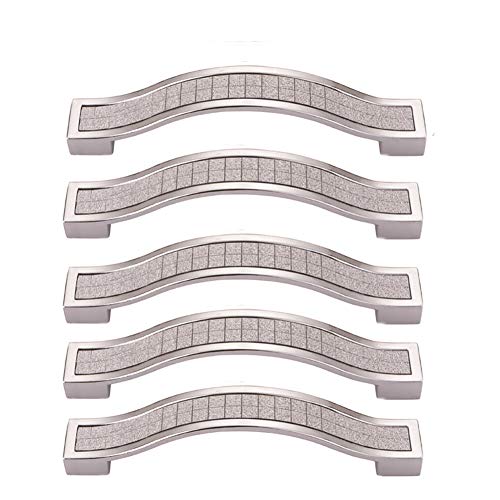 BOZONLI 5pcs Rhinestone Crystal Wardrobe Handles Europe Style Zinc Alloy Furniture Door Pull Handle for Kitchen Cabinet Cupboard Dresser Knobs (128mm