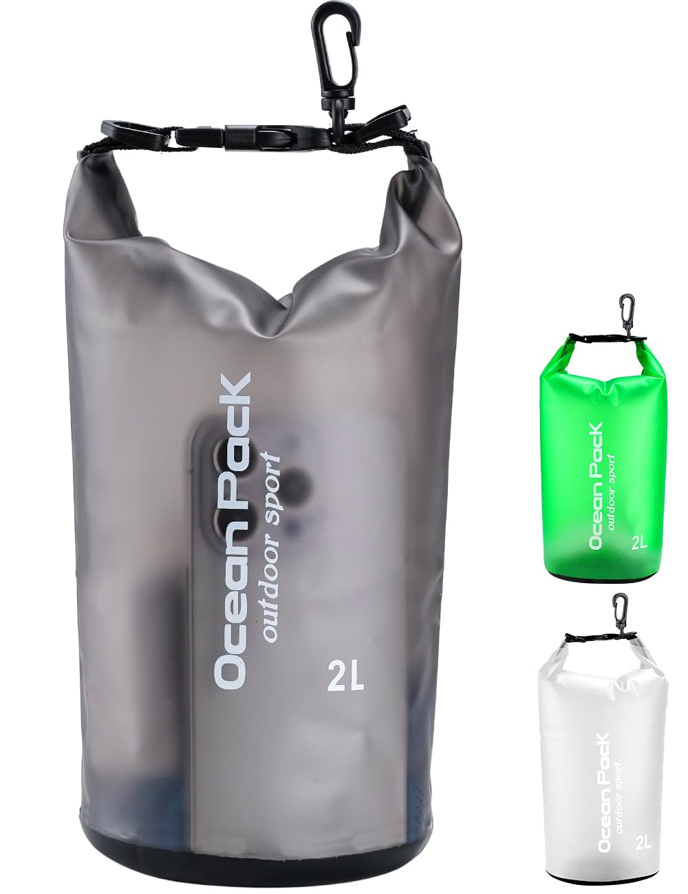 Henrycares Waterproof Dry Bag 2L 5L 10L 20L, Small Boat Dry Bag with Kayak Hook, for Travel Camping Hiking Swimming Boating Fishing (Black)
