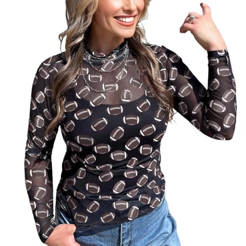 Football Mesh Top, Sexy See Through Mesh Going Out Tops, Game Day Rugby Bodycon Undershirt, Football Tees