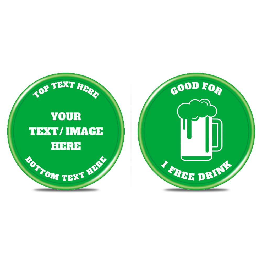 200 PCS Personalized Plastic Poker Chips, Full Color Print Your Logo and Text on the Chip, Good for Drink Tokens, Poker Card Game (Green)