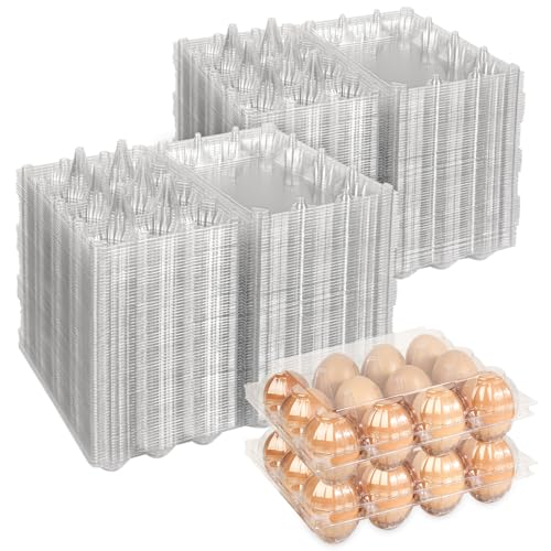 100 Pack Plastic Egg Cartons Bulk 12 Count - Cheap Bulk Clear Egg Crates for Chicken Eggs, Reusable Eggs Cartons Storage Solution for Farms, Markets, and DIY Crafts