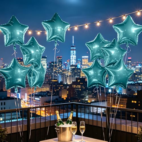 Image of MEETINGU 10PCS 18 inch Star Balloons Foil Balloons Foil Membrane Balloons Party & Wedding Decoration, Turquoise Blue
