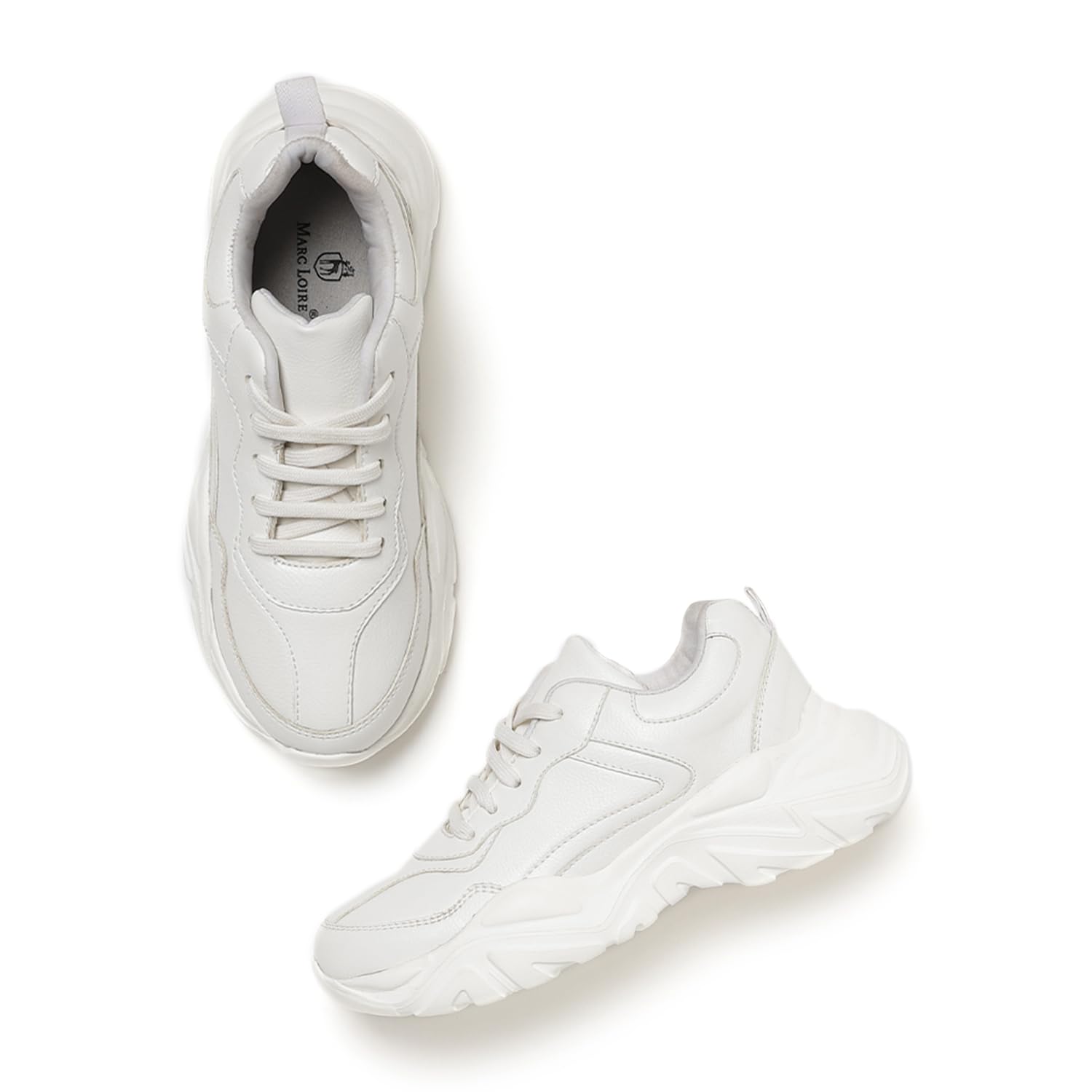 Marc Loire Women Lace Up Sneakers, Casual Shoes for Walking (White, 8) (B0CSWJC5ZB) Amazon Price History, Amazon Price Tracker
