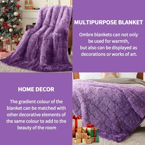 Image of yescool Weighted Blanket for Adults (15 lbs, 60 inch x 80 inch, Eggplant) Heavy Blanket for Sleeping Perfect for 140-160 lbs, Queen Size Faux Fur Blanket with Premium Glass Bead, Machine Washable