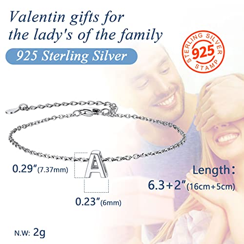 ChainsPro 925 Sterling Silver Heart Initial Bracelet for Women Girls,16+5cm (Gift Wrapped) - Image 7
