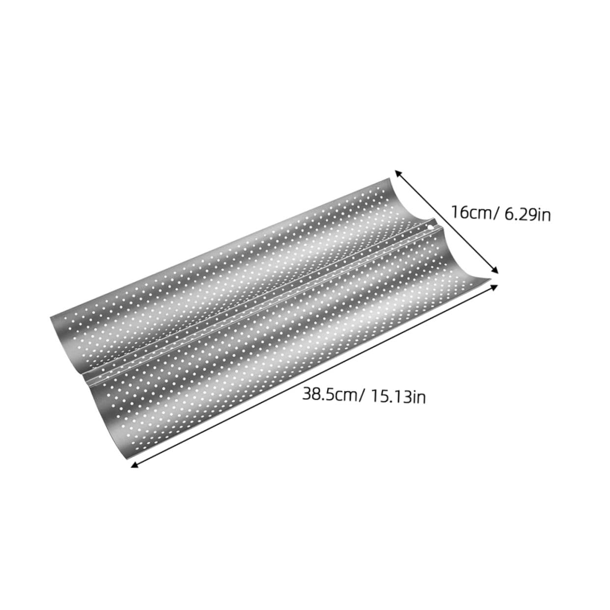 Molde para Baguette de Acero Inoxidable 2 Piezas, Plata | Perforado Reutilizable, Limpieza Sencilla y Uso Fácil, para Panadería y Repostería Profesional