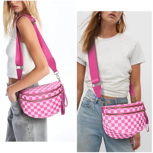 Bum Bags for Women - Polka Dots Crossbody Bags Large Capacity Bumbags Nylon Fanny Packs Belt Purse2