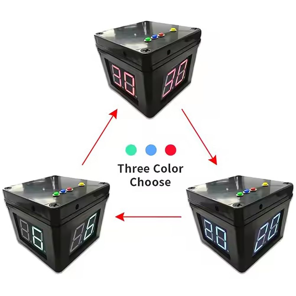 Poker Chess Shot Clock, Countdown Stopwatch for Private Poker Chess Casinos, 4-Sides Cube Timer, 20/30 Sec and Custom Time, Three Color Choose(Black)