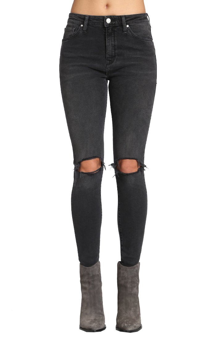 MaviWomen's Lucy Super Skinny High Rise Smoke Ripped Jeans