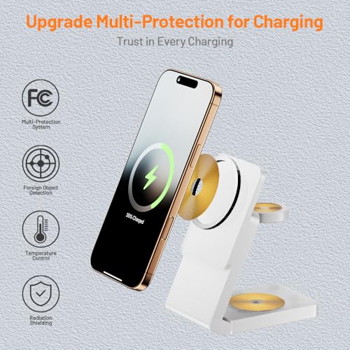 Image of 3 in 1 Wireless Charger Station for Multiple Devices, Foldable Magnetic Charging Stand, Portable Fast Travel Charger for iPhone 17 /16 /15 /14 /13 /12 Pro Max /AirPods 2 /3 /4 /Pro iWatch Ultra Series