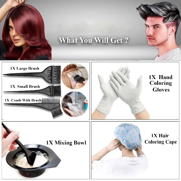 B&K Dye Tools Hair Coloring Bleaching Hair Dryers Hair Dye Tools Pieces Hair Dye Coloring Kit, Hair Tinting Bowl, Dye Brush, Hair Coloring Cape, Gloves (Plastic, 4 PCS) 3
