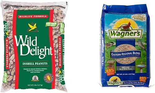 Wild Delight Inshell Peanuts, 5 libras y Wagner's 62004 Eastern Regional - Alimento para aves silvestres, bolsa de 20 libras