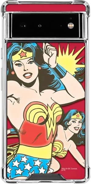 Skinit Clear Phone Case Compatible with Google Pixel 6 - Officially Licensed DC Comics Wonder Woman Vintage Action Pose Design