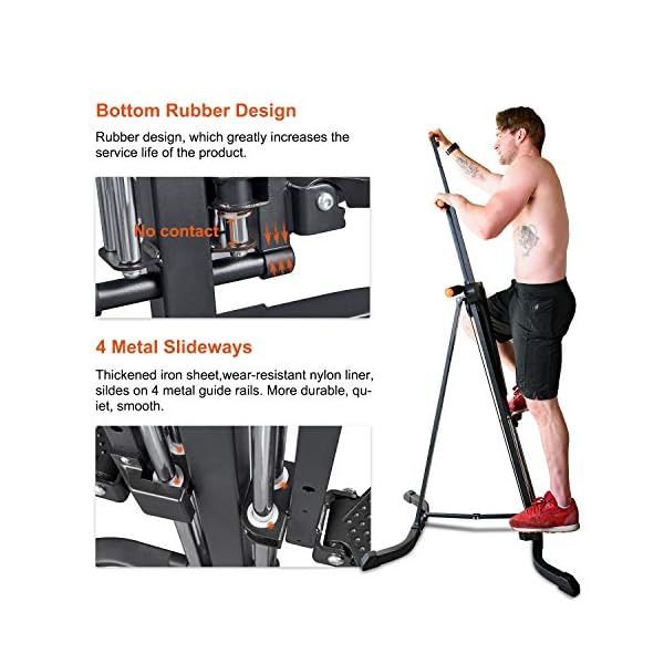 RELIFE-REBUILD-YOUR-LIFE-Vertical-Climber-for-Home-Gym-Folding-Exercise-Cardio-Workout-Machine-Stair-Stepper-Newer-Version Vertical Climber Exercise Machine for Home Gym with 4 Metal Guide Rails Folding Exercise Climber Cardio Workout Machine 5-Level Resistance Stair Stepper Newer Version,Easy to Assemble