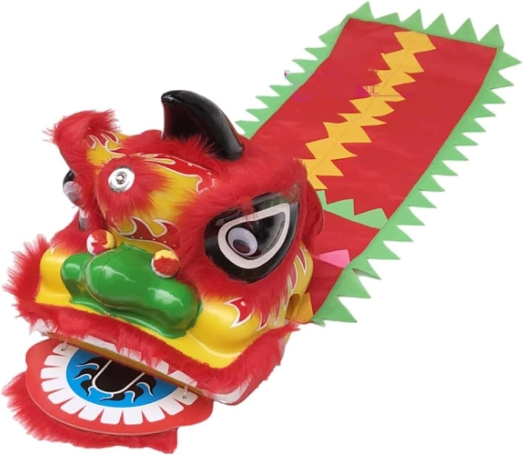 Krxsobnv Red Lion Dance Clothes, 8 Inch Lion Dance Classic Dragon Costume Show And Props