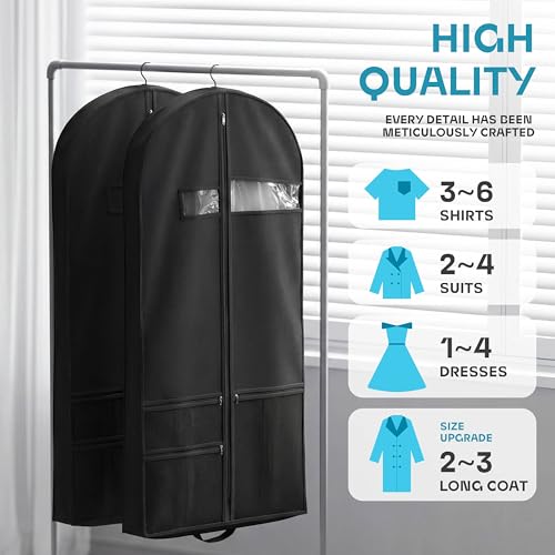 Image of Lazebox 54 inch Travel Garment Bag with Accessories Zipper Pocket, Heavy Duty Suit Bag for Suits, Tuxedos, Dresses, Coats, Black, 1 pack