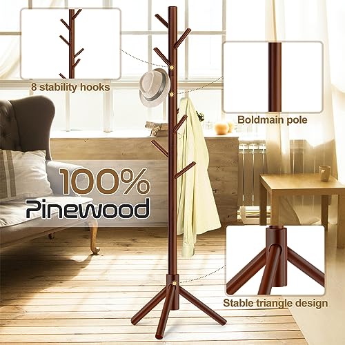 Save 37% on Freyawin Solid Wooden Coat Rack with 8 Hooks - Image 6