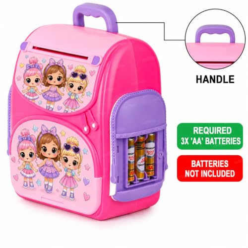 Image of Zest 4 Toyz Electronic Piggy Bank for Kids School Bag ATM Money Bank with Password Lock Finger Print Sensor Cash Coin Musical Money Safe for Kids Girls Piggy Savings Bank (Pack of 1) Multicolor