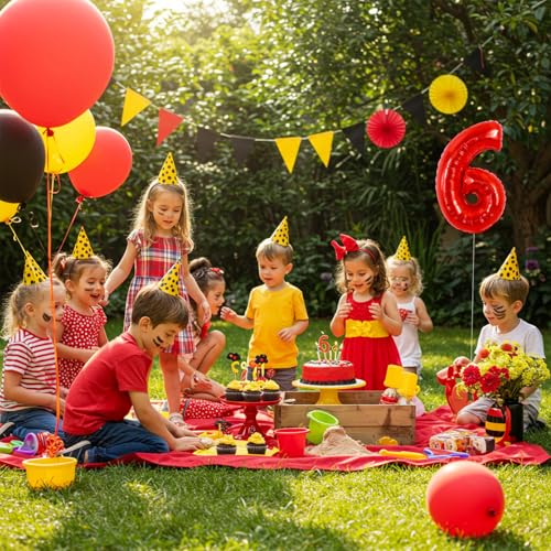 Image of TONIFUL Number Balloon 16 Inch 10 Pcs Fat Red 0-9 Birthday Number Balloons | Small Custom Digital Mylar Foil Ballons for Birthday Halloween Graduation Anniversary 2027 New Year Eve Party Decorations