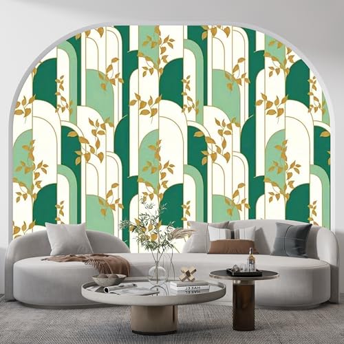 Image of FOKRIM Wallpaper Walls Sticker Waterproof Self Adhesive Green Leaf Wallpaper - Peel and Stick Wall Sticker for Home Office Bedroom Kitchen Furniture Decor - 45x300cm Removable PVC Roll (Pack of 1)