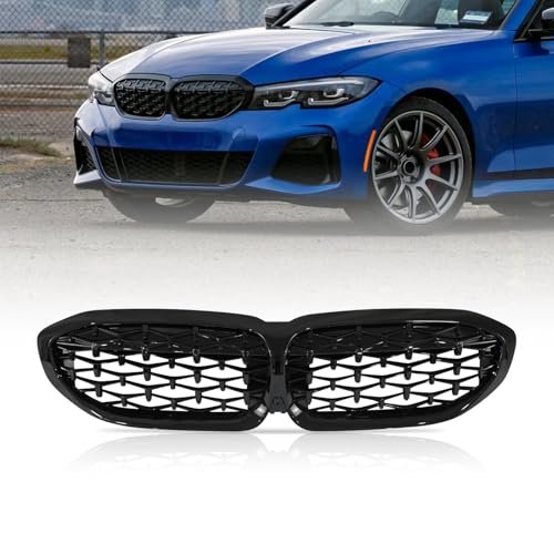 Kspeed Front Kidney Grill Grille Fits for 2019-2022 BMW 3 Series G20 330i M340i,ABS Gloss Black Diamond Style Grill 51138072085