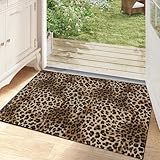 Aukib Leopard Rug 2x3 Washable Animal Print Rugs Non Slip Short Plush Ultra Soft Modern Entryway Rug for Indoor Entry Bedroom Bathroom