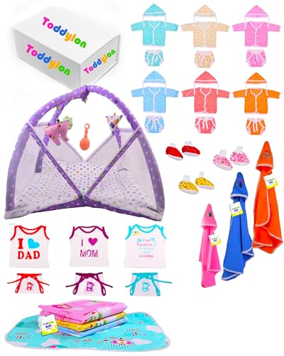 Image of Toddylon All in One Daily Essential in One Pack 36 in 1 New Born Baby Products Gift Packs | Hospital Kit Combo | Infants Boys Girls | Perfect for Newborns | Ideal for 0-6 Months (Purple)