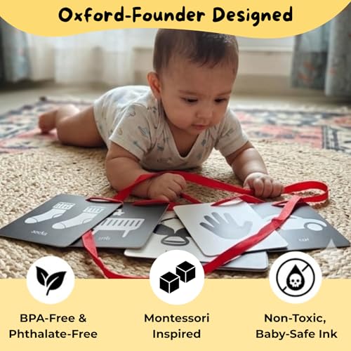 Image of Nubokind Flash Cards for New Born Baby (2-in-1 Combo) | High Contrast Flash Cards for 0-3 Months | Tummy Time Banner Toys for Newborns 0-6 Months & Older