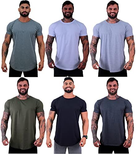 Kit 6 Camiseta LongLine Masculina MXD Conceito Básicas Slim Manga...