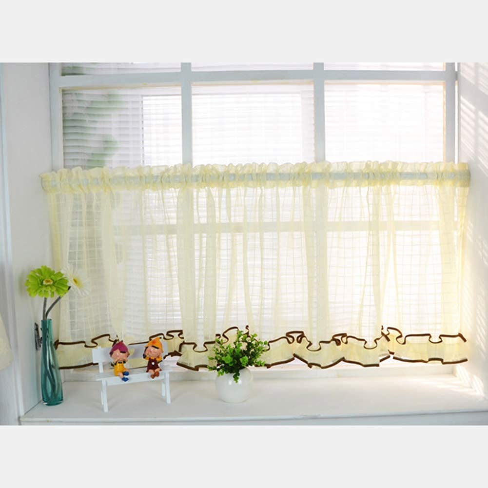 Cortina corta translúcida blanca de 180x120 cm para cocina y cafetería